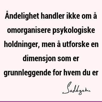 Åndelighet handler ikke om å omorganisere psykologiske holdninger, men å utforske en dimensjon som er grunnleggende for hvem du