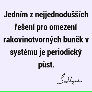 Jedním z nejjednodušších řešení pro omezení rakovinotvorných buněk v systému je periodický pů