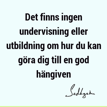 Det finns ingen undervisning eller utbildning om hur du kan göra dig till en god hä