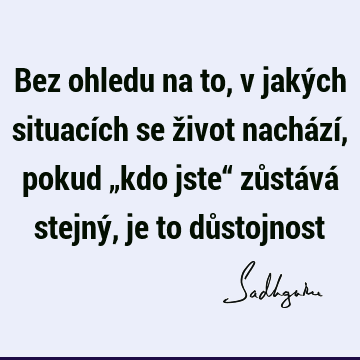 Bez ohledu na to, v jakých situacích se život nachází, pokud „kdo jste“ zůstává stejný, je to dů