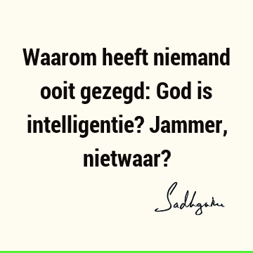 Waarom heeft niemand ooit gezegd: God is intelligentie? Jammer, nietwaar?