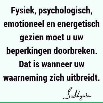 Fysiek, psychologisch, emotioneel en energetisch gezien moet u uw beperkingen doorbreken. Dat is wanneer uw waarneming zich