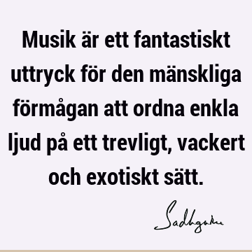 Musik är ett fantastiskt uttryck för den mänskliga förmågan att ordna enkla ljud på ett trevligt, vackert och exotiskt sä