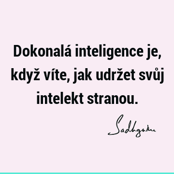 Dokonalá inteligence je, když víte, jak udržet svůj intelekt