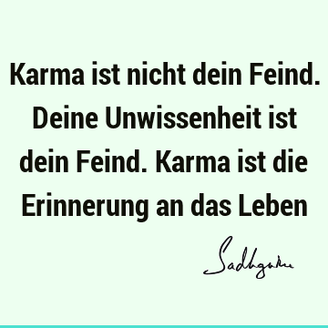 Karma ist nicht dein Feind. Deine Unwissenheit ist dein Feind. Karma ist die Erinnerung an das L