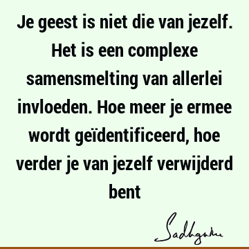 Je geest is niet die van jezelf. Het is een complexe samensmelting van allerlei invloeden. Hoe meer je ermee wordt geïdentificeerd, hoe verder je van jezelf