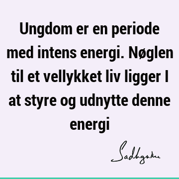 Ungdom er en periode med intens energi. Nøglen til et vellykket liv ligger i at styre og udnytte denne