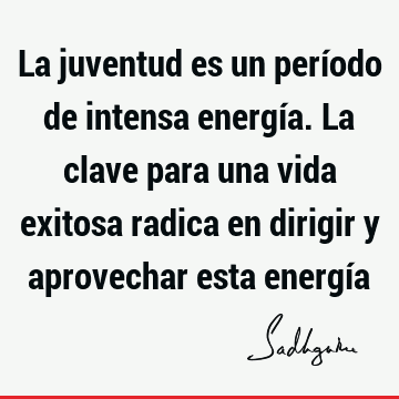 La juventud es un período de intensa energía. La clave para una vida exitosa radica en dirigir y aprovechar esta energí