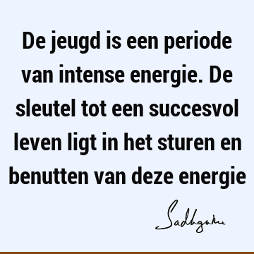 De jeugd is een periode van intense energie. De sleutel tot een succesvol leven ligt in het sturen en benutten van deze