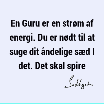 En Guru er en strøm af energi. Du er nødt til at suge dit åndelige sæd i det. Det skal