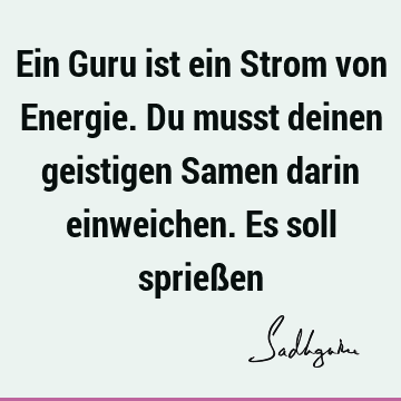 Ein Guru ist ein Strom von Energie. Du musst deinen geistigen Samen darin einweichen. Es soll sprieß