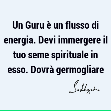 Un Guru è un flusso di energia. Devi immergere il tuo seme spirituale in esso. Dovrà