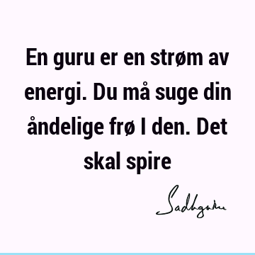 En guru er en strøm av energi. Du må suge din åndelige frø i den. Det skal