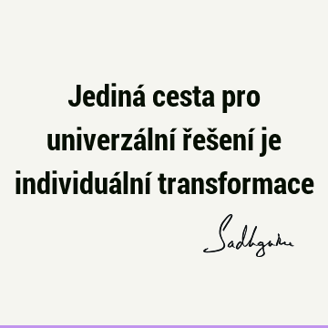 Jediná cesta pro univerzální řešení je individuální