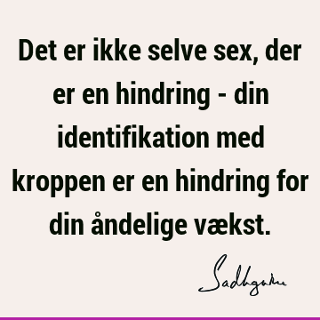 Det er ikke selve sex, der er en hindring - din identifikation med kroppen er en hindring for din åndelige væ