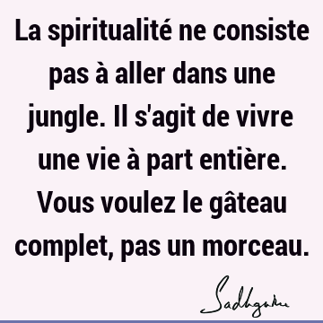 La spiritualité ne consiste pas à aller dans une jungle. Il s