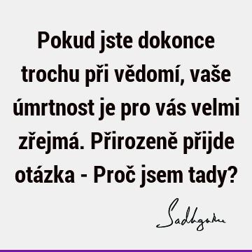 Pokud jste dokonce trochu při vědomí, vaše úmrtnost je pro vás velmi zřejmá. Přirozeně přijde otázka - Proč jsem tady?