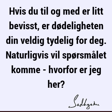 Hvis du til og med er litt bevisst, er dødeligheten din veldig tydelig for deg. Naturligvis vil spørsmålet komme - hvorfor er jeg her?