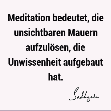 Meditation bedeutet, die unsichtbaren Mauern aufzulösen, die Unwissenheit aufgebaut