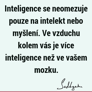 Inteligence se neomezuje pouze na intelekt nebo myšlení. Ve vzduchu kolem vás je více inteligence než ve vašem