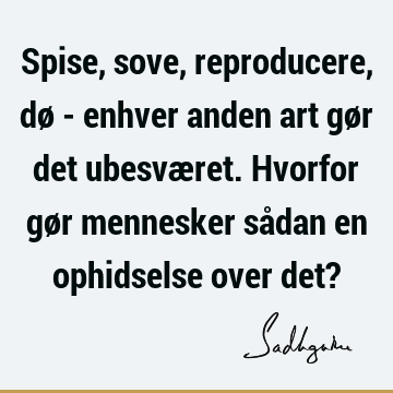 Spise, sove, reproducere, dø - enhver anden art gør det ubesværet. Hvorfor gør mennesker sådan en ophidselse over det?