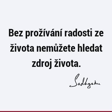 Bez prožívání radosti ze života nemůžete hledat zdroj ž