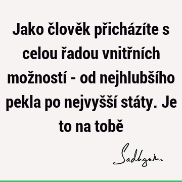 Jako člověk přicházíte s celou řadou vnitřních možností - od nejhlubšího pekla po nejvyšší státy. Je to na tobě