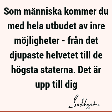 Som människa kommer du med hela utbudet av inre möjligheter - från det djupaste helvetet till de högsta staterna. Det är upp till