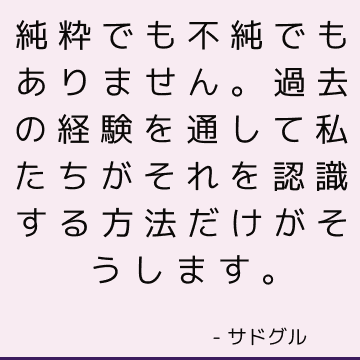 純粋でも不純でもありません。過去の経験を通して私たちがそれを認識する方法だけがそうします。