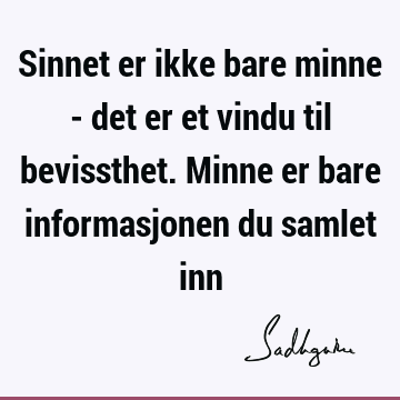 Sinnet er ikke bare minne - det er et vindu til bevissthet. Minne er bare informasjonen du samlet