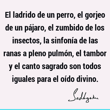 El ladrido de un perro, el gorjeo de un pájaro, el zumbido de los insectos, la sinfonía de las ranas a pleno pulmón, el tambor y el canto sagrado son todos