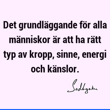 Det grundläggande för alla människor är att ha rätt typ av kropp, sinne, energi och kä