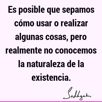 Es posible que sepamos cómo usar o realizar algunas cosas, pero realmente no conocemos la naturaleza de la