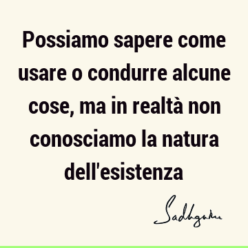 Possiamo sapere come usare o condurre alcune cose, ma in realtà non conosciamo la natura dell