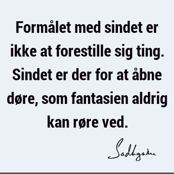 Formålet med sindet er ikke at forestille sig ting. Sindet er der for at åbne døre, som fantasien aldrig kan røre