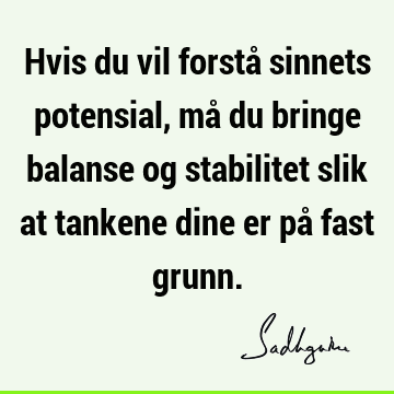 Hvis du vil forstå sinnets potensial, må du bringe balanse og stabilitet slik at tankene dine er på fast