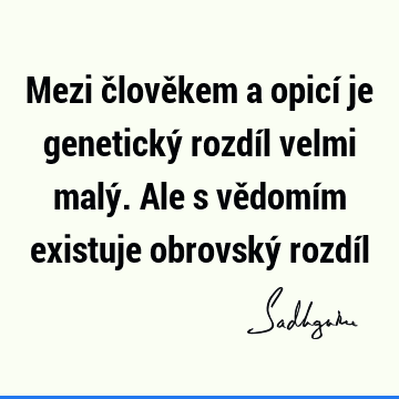 Mezi člověkem a opicí je genetický rozdíl velmi malý. Ale s vědomím existuje obrovský rozdí