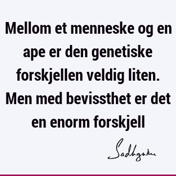 Mellom et menneske og en ape er den genetiske forskjellen veldig liten. Men med bevissthet er det en enorm