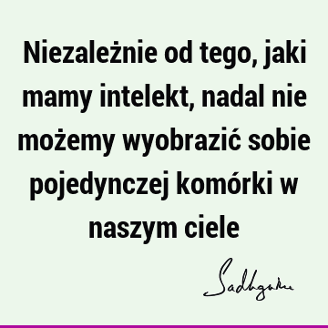 Niezależnie od tego, jaki mamy intelekt, nadal nie możemy wyobrazić sobie pojedynczej komórki w naszym