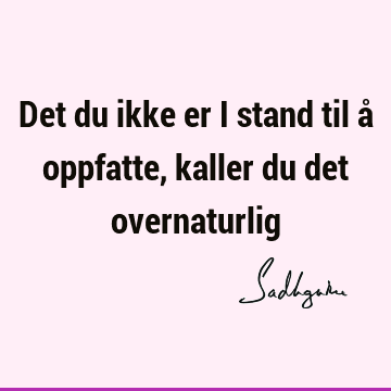 Det du ikke er i stand til å oppfatte, kaller du det