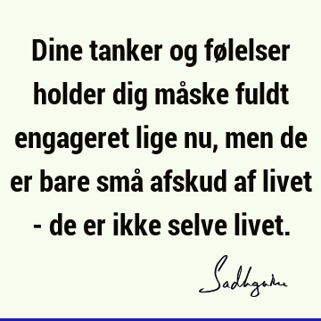 Dine tanker og følelser holder dig måske fuldt engageret lige nu, men de er bare små afskud af livet - de er ikke selve