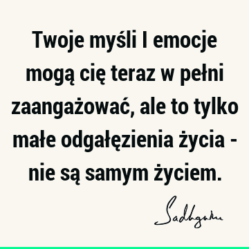 Twoje myśli i emocje mogą cię teraz w pełni zaangażować, ale to tylko małe odgałęzienia życia - nie są samym ż