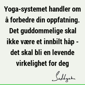 Yoga-systemet handler om å forbedre din oppfatning. Det guddommelige skal ikke være et innbilt håp - det skal bli en levende virkelighet for