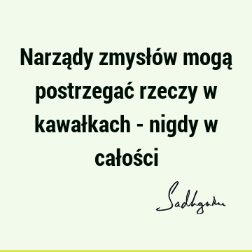 Narządy zmysłów mogą postrzegać rzeczy w kawałkach - nigdy w całoś