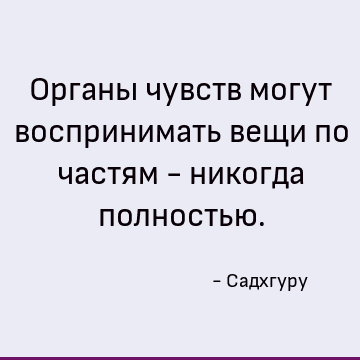 Органы чувств могут воспринимать вещи по частям - никогда полностью