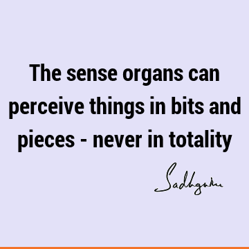 The sense organs can perceive things in bits and pieces - never in