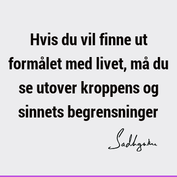 Hvis du vil finne ut formålet med livet, må du se utover kroppens og sinnets