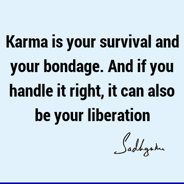 Karma is your survival and your bondage. And if you handle it right, it can also be your