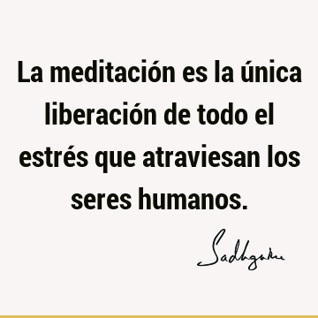 La meditación es la única liberación de todo el estrés que atraviesan los seres