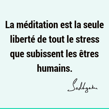 La méditation est la seule liberté de tout le stress que subissent les êtres